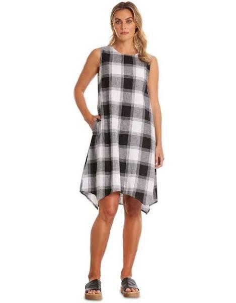 Marco Polo Sleeveless Dress in Black Check Black 16