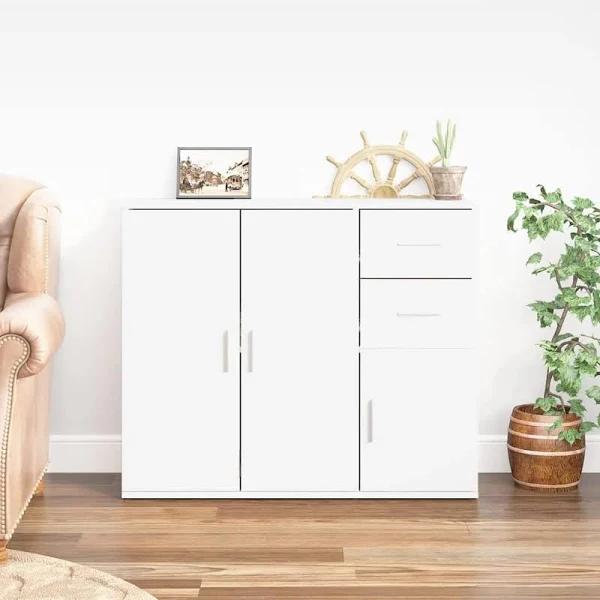 Sideboard High Gloss White 91x29.5x75 cm Engineered Wood vidaXL