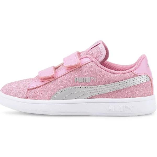 Smash V2 Glitz Glam Sneakers - Kids 4-8 Years in Prism Pink/Silver, Size 2 by Puma