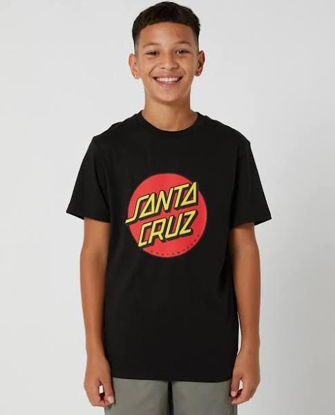 Santa Cruz Classic Dot Front Tee - Teens Black Size 12