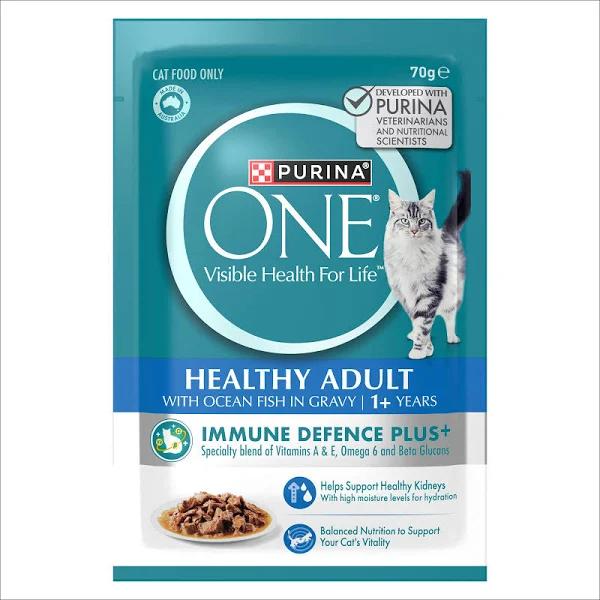 Purina One Adult Wet Cat Food Oceanfish in Gravy Pouch 12x70g