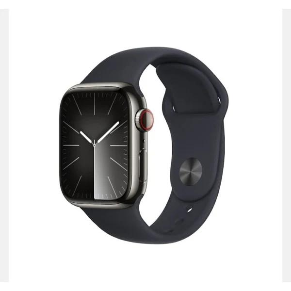 Apple Watch Series 9 41mm Graphite Stainless Steel Case With Midnight Sport Band - S/M - GPS + Cellular