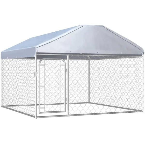 Outdoor Dog Kennel With Roof 200x200x135 cm