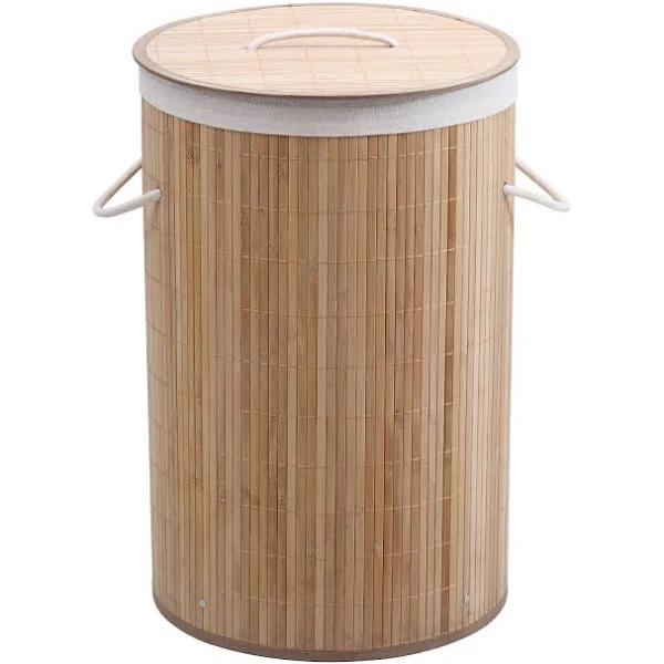 Round Collapsible Bamboo Laundry Hamper