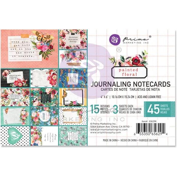 Prima Painted Floral 4x6" Journaling Cards