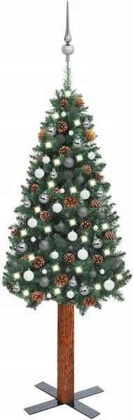 vidaXL Slim Christmas Tree With LEDs&Ball Set Green 180 cm PVC