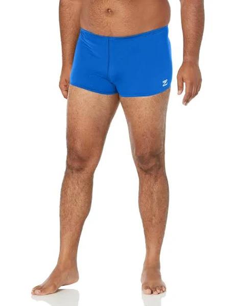 Speedo Men's Solid Endurance+ Square Leg Swimsuit - Blue 32 | Polyester/Pbt - Swimoutlet.com