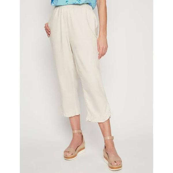 Millers 7/8Th Length Fril Hem Linen Blend Pant - Size 10 - Womens - Neutral