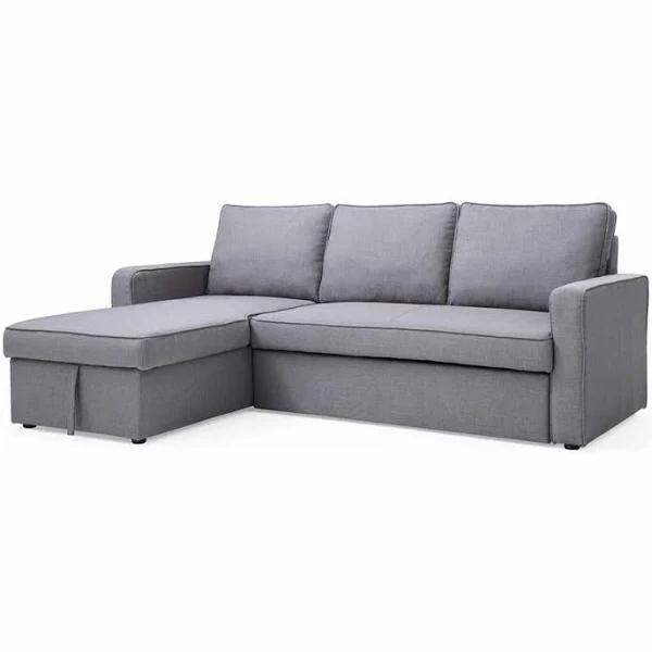 3 Seater Sofa Bed with Pull Out Storage Storage Corner Chaise Lounge Set in Grey