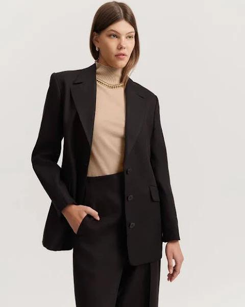 Country Road Organically Grown Linen Yarn Dyed Blazer in Black 12