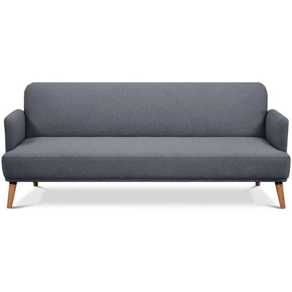 Brianna 3 Seater Sofa Bed Fabric Uplholstered Lounge Couch - Dark Grey - Earn Everyday Rewards, AfterPay Available