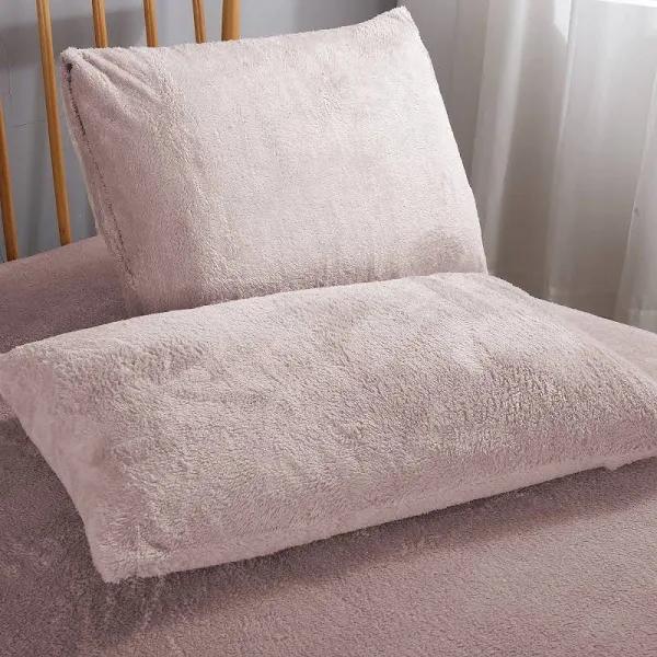 Ramesses Teddy Fleece Fitted Sheet Combo Set King-Pink