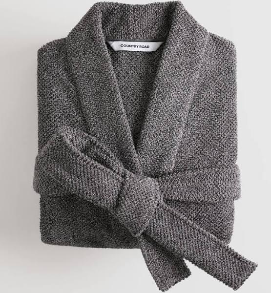 Country Road Calo Australian Bath Robe Charcoal Marle in Size Medium | 100% Cotton