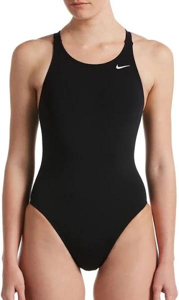 Nike Women's Hydrastrong Solid Poly Fast Back One Piece Swimsuit - Black | Polyester - Swimoutlet.com