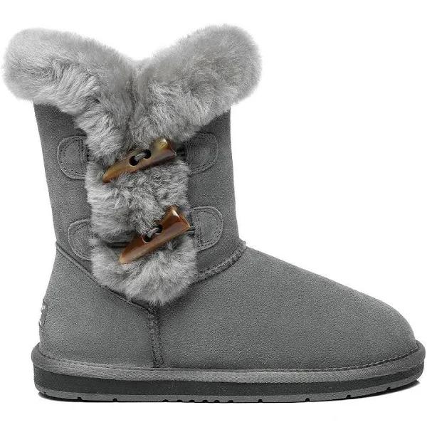 As UGG Women Short Boots Talia Sheepskin Horn Toggle Closure-Grey-40