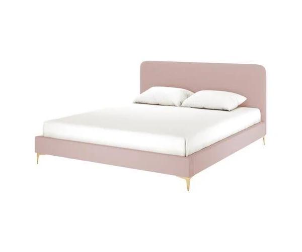 Cammie Bouclé Bed Frame - King Pink - Size: King