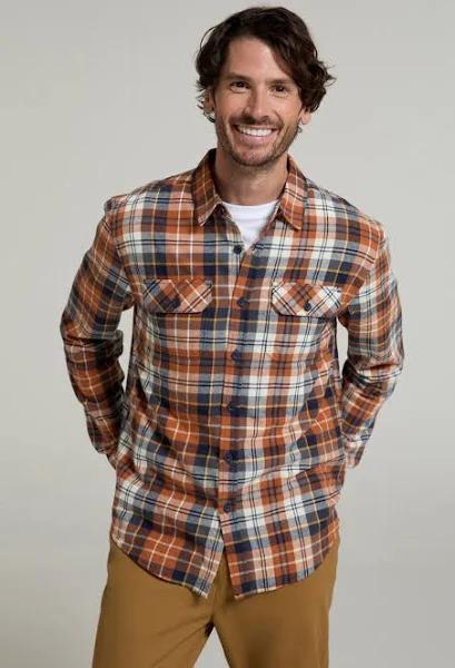 Mens Mountain Warehouse Trace Mens Flannel Long Sleeve Shirt - Orange