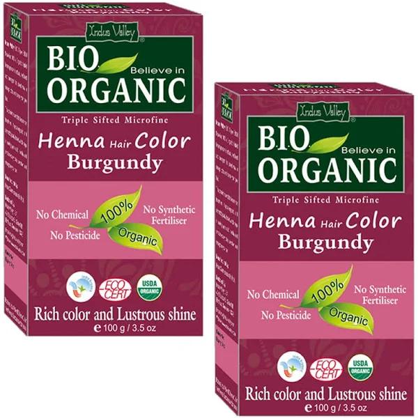 Indus Valley 100% Chemicals Free Natural Organic Triple Sifted Micro Fine Burgundy Henna Hair Colour for Controll Dandruff and Give Shine to Hairs