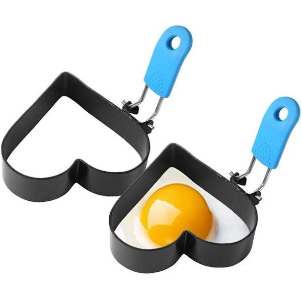 Stainless Steel Egg Cooker Rings Nonstick Set of Shaper Mold Anti-scald Handle for Fired Eggs and Muffin - Style2 - AfterPay & zipPay Available