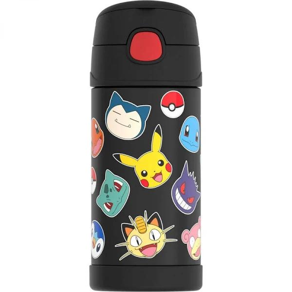 Thermos Funtainer 12 Ounce Stainless Steel Vacuum Insulated Kids Straw Bottle, Pokemon