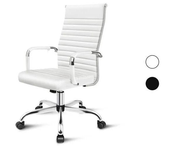 ALFORDSON Office Chair Padded Seat PU Leather White - High Back