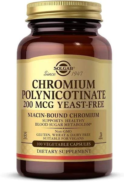 Solgar Chromium Polynicotinate 200 mcg - 100 Vegetable Capsules