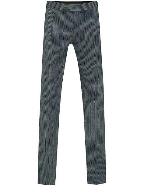 Dobell Mens Black and Grey Striped Morning Wedding Suit Trousers Slim Fit Black/Grey 34 Short