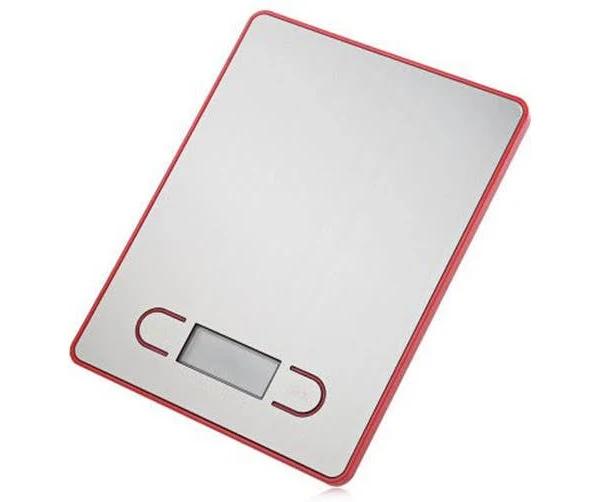 5kg Stainless Steel Electronic Kitchen Scale 1G Graduation Backlit LCD 5000g - Red