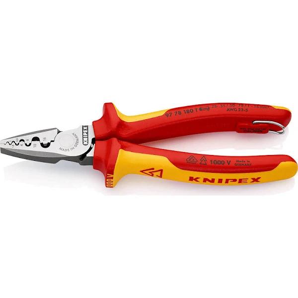 Knipex Crimping Pliers for End Sleeves (Ferrules) with Tether Attachment Point 180 mm, No 974913z1 JPG