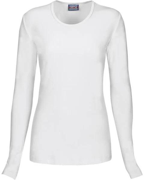 Cherokee Workwear 4881 Underscrubs Womens Long Sleeve Knit Tee White