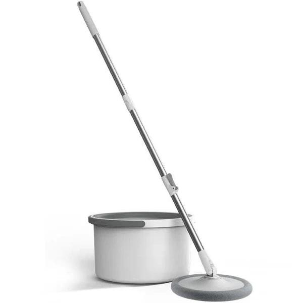 Self Wringing Spin Mop Bucket Set With Extendable Handle 360 Swivel and 2x Microfibre Mop Heads - Classic