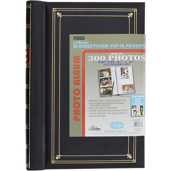 Pioneer Photo Albums Spiral Bound Bi-Directional Photo Album, Black 300 Pockets