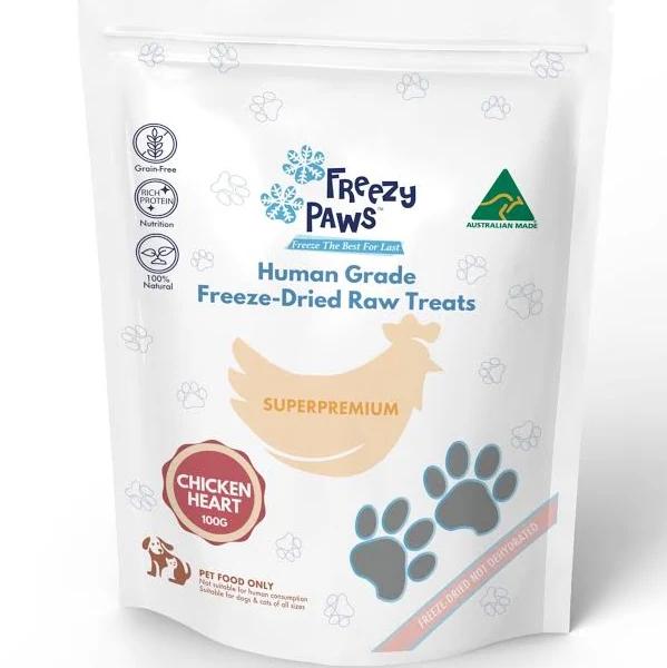 Freezy Paws Freeze Dried Chicken Heart Dog & Cat Treats 100g