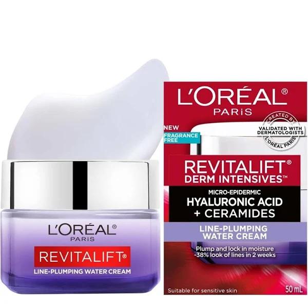 L'Oréal, Micro Hyaluronic Acid + Ceramides, Line-Plumping Water Cream, 1.7 oz (48 g)