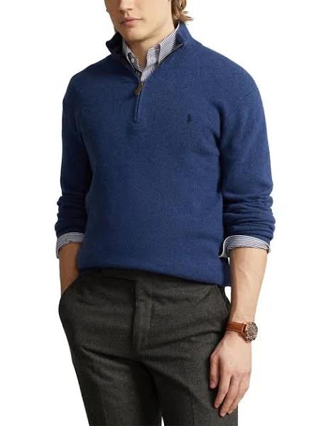 Polo Ralph Lauren Wool-Cashmere Quarter-Zip Sweater in Blue Blue L