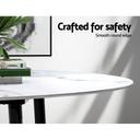 Artiss Dining Table Round Wooden With Marble Effect Metal Legs 110cm White