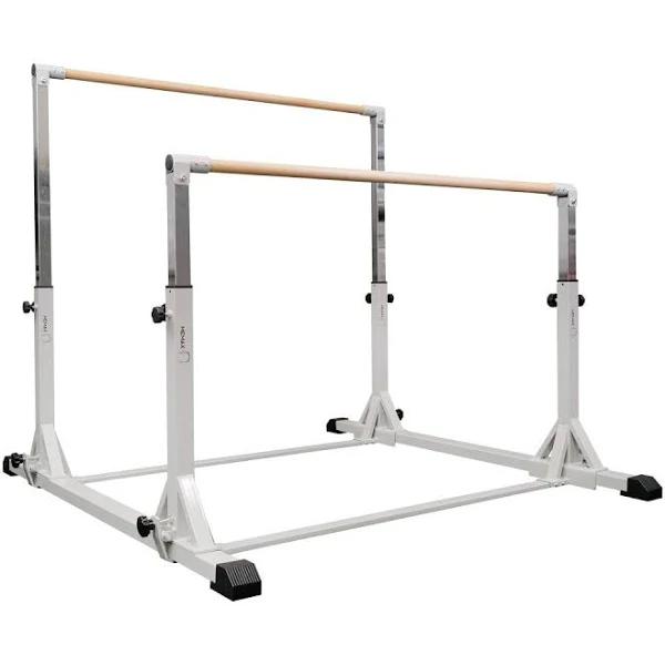 Gymnastic Uneven Parallel Bars with Fibreglass Rail - Gym Plus Light Grey (without Mat)