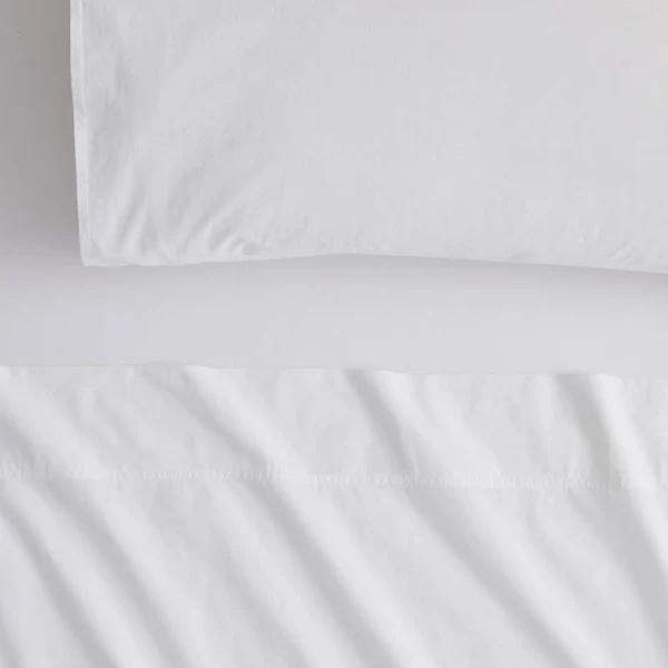 Sheridan Bayley Washed Percale Sheet Set in White DB Set 40cm