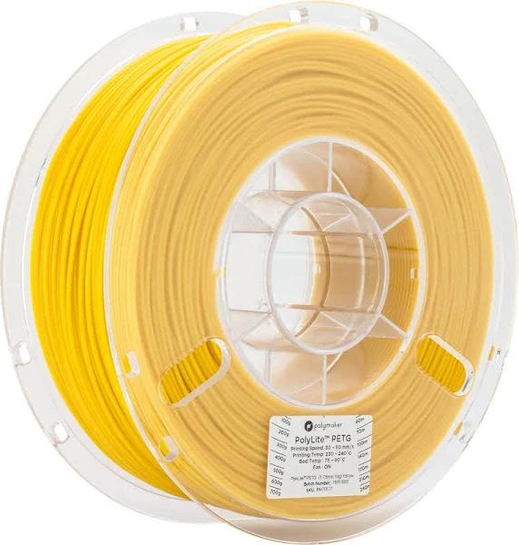 Polymaker PolyLite PETG 3D Printing Filament 2.2 lb 1.75mm Diameter, Yellow, Weight 2.2lbs 1.0 kg, 1.75mm