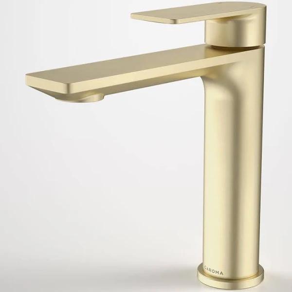 Caroma Urbane II Mid Tower Basin Mixer - Brushed Brass - 98620BB6A