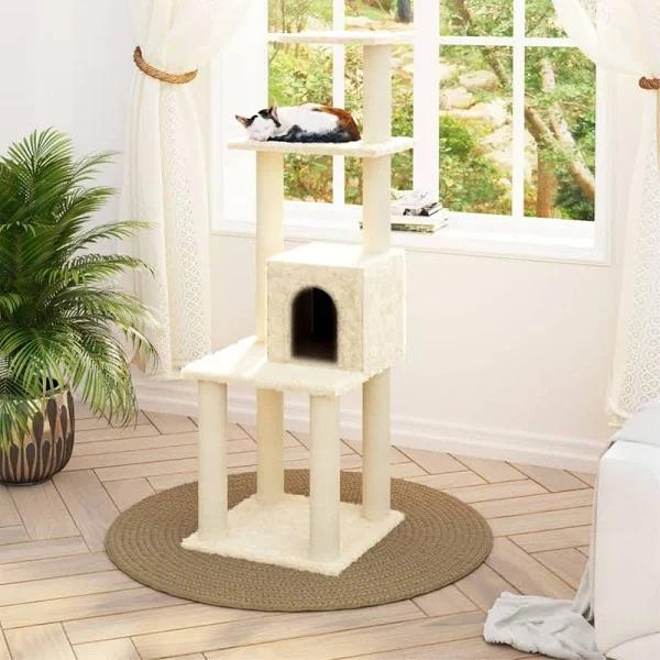 Cat Tree with Sisal Scratching Posts Cream 105 cm