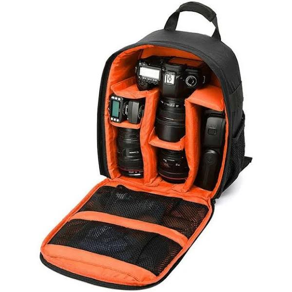 Waterproof SLR Camera Soft Case Bag Backpack Rucksack for Canon Nikon Sony AU - Orange