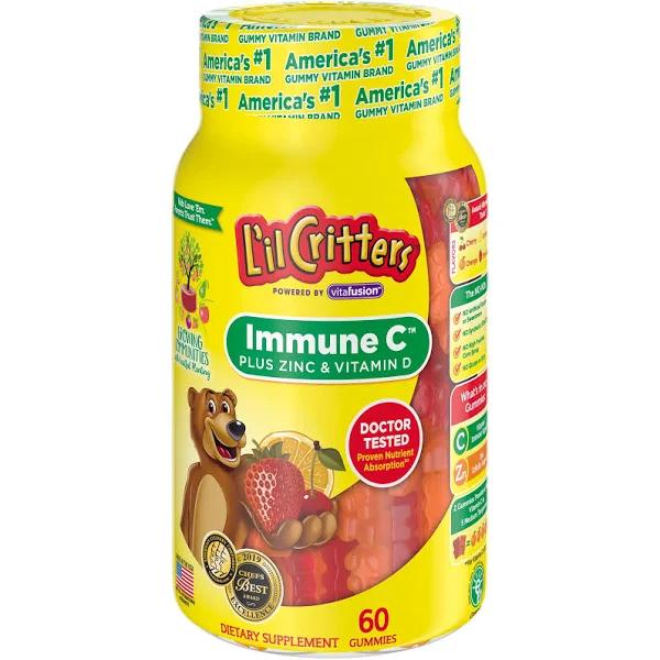 L'il Critters Immune C Gummy Bears, Plus Zinc & Echinacea, Assorted Fruit - 60 count