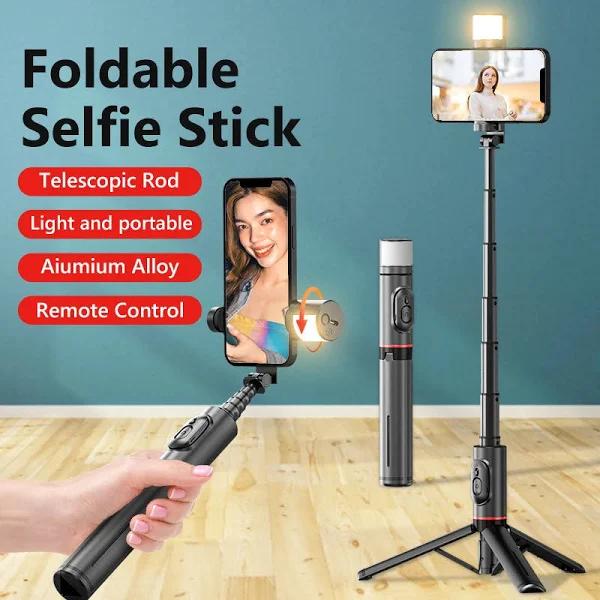 Capture Perfect Selfies with The Danoz Direct - 2024 New Portable Wireless Bluetooth Phone Telescopic Selfie Stick Tripod!