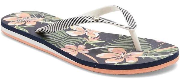 Roxy Portofino III Flip Flops - Black & Floral