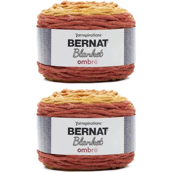 Bernat Blanket Ombre Orange Crush Ombre Yarn - 2 Pack of 300g/10.5oz - Polyester - 6 Super Bulky - 220 Yards - Knitting/Crochet