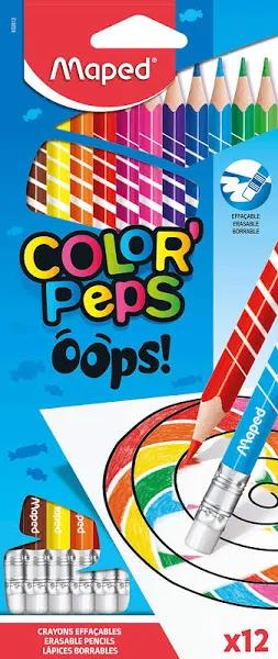 Maped Color Peps Oops Eraseable Colour Pencils Pack 12