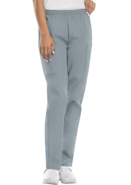 Cherokee Workwear 4200 Scrubs Pants Womens Natural Rise Tapered Pull-On Cargo Grey