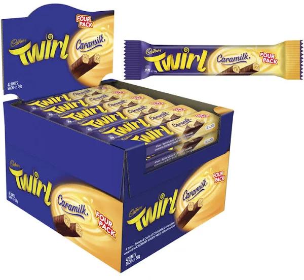 Cadbury 42pc Twirl Milk Chocolate 58g Caramilk Sweet Confectionery Choco Bar