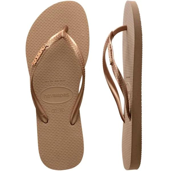 Slim Metal Logo Thongs Rose Gold / 41-42